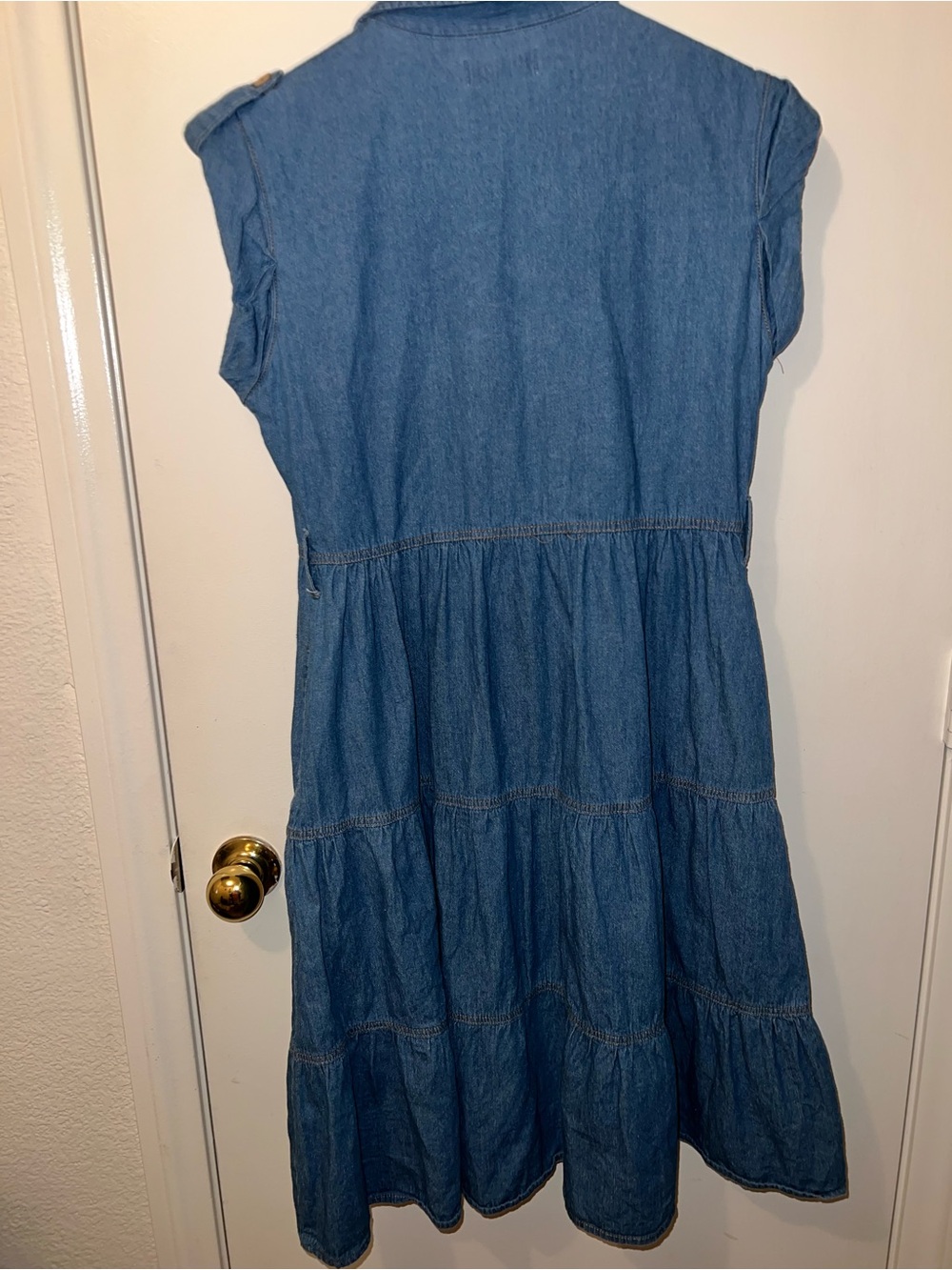 Rebellion Denim Tiered Button Front Midi Dress Size M - Picture 3 of 3